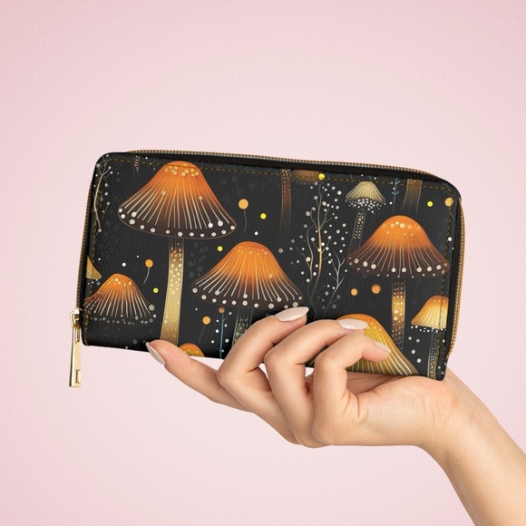 Witchy Fungi Zipper Wallet | Dark Forest Design | Witch-Themed, Mushrooms - Picture 4 of 6